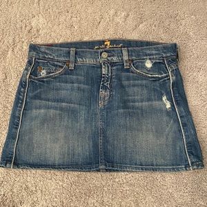 7 For All Mankind Flare Denim Mini Skirt Sz 28